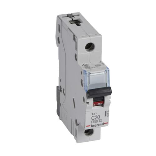 403435Legrandقاطع دائرة ليجراند TX3 بسعة 6000A أحادي القطب 20A منحنى C