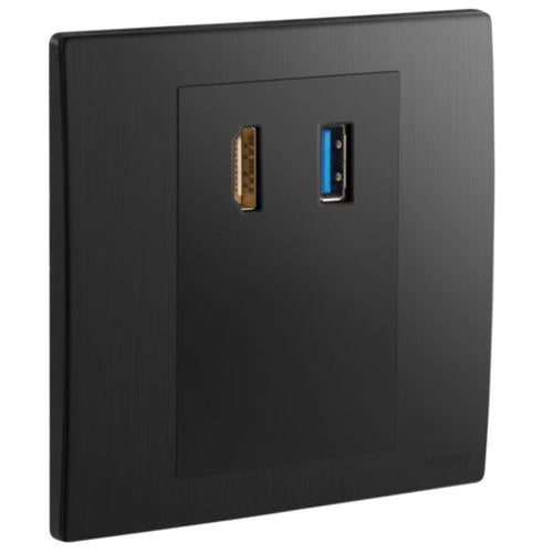 281021BBLegrandمقبس Mallia Senses HDMI مع نقل بيانات USB A أسود مصقول