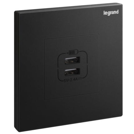 282447-CLegrandغاليون موزع USB مزدوج 2.4A من النوع A لون أسود مات