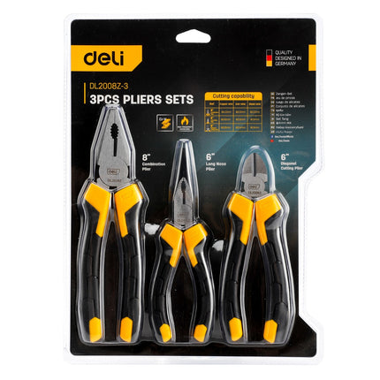 Deli Sturdy Pliers Set , EDL2008Z-3