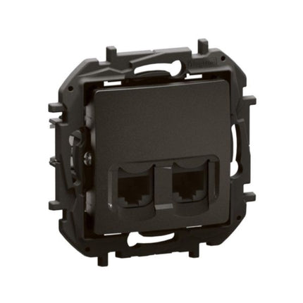 NP4331BKLegrandمقبس نيلوي 2XRJ45 CAT5E UTP أسود مثبت بالفلاش