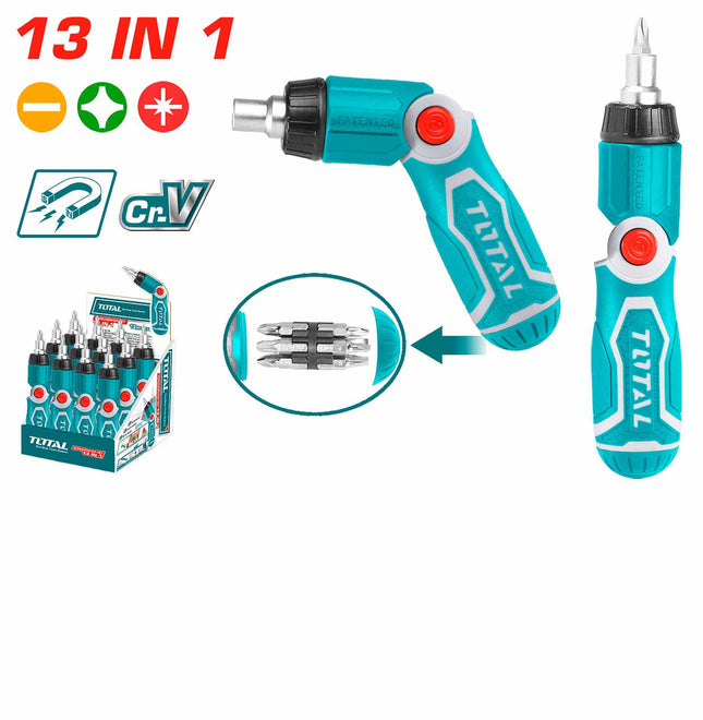 TACSD30136Total Toolsمجموعة مفكات البراغي 13 في 1 من توتال