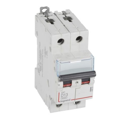 408030Legrandقاطع الدائرة الكهربائية Legrand MCB DX3 6000A ثنائي القطب 13A منحنى D