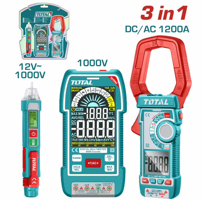TOS24069Total Toolsمجموعة TOTAL 3 في 1 مقياس متعدد رقمي كاشف الجهد ملقط أمبير TOS24069