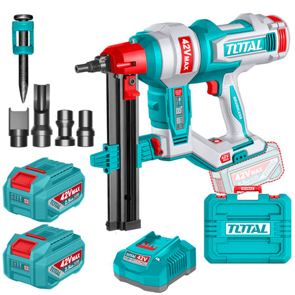 TCNLI420602Total Toolsمسدس تثبيت الخرسانة TOTAL 42 فولت بدون فرش مع مجموعة 1000 مسمار