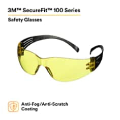 506380604289123Mنظارات الأمان 3M SecureFit 100 Series SF103AF-BLK بعدسة كهرمانية