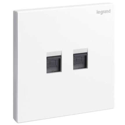 282446Legrandمقبس هاتفي ثنائي RJ11 بمقبس واحد من Galion أبيض