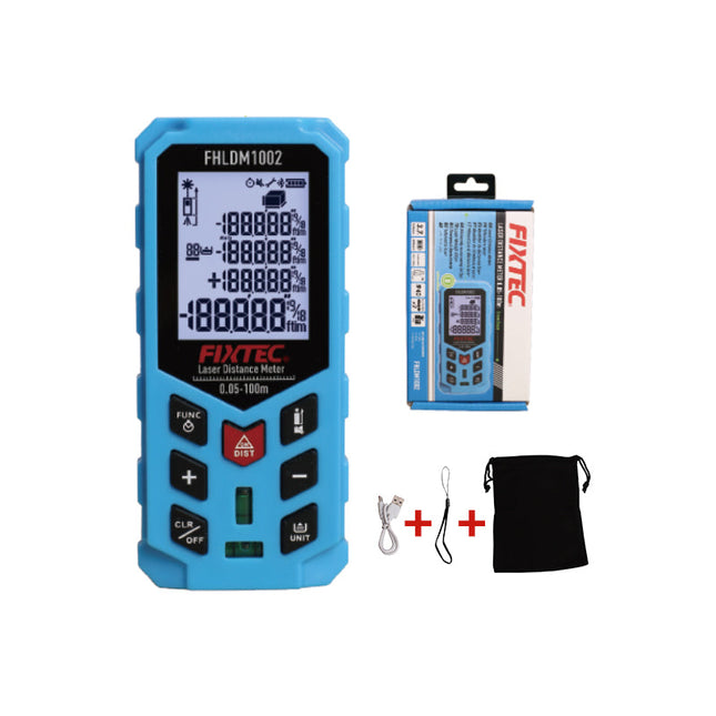FHLDM100Fixtecجهاز قياس المسافة بالليزر فيكستك 100 متر مع ذاكرة 99 مجموعة لاسلكي