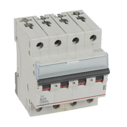 404156Legrandقاطع دائرة Legrand TX3 رباعي الأقطاب 25A 10kA
