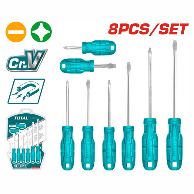 THTDC250801Total Toolsمجموعة مفكات براغي من 8 قطع من توتال (THTDC250801)