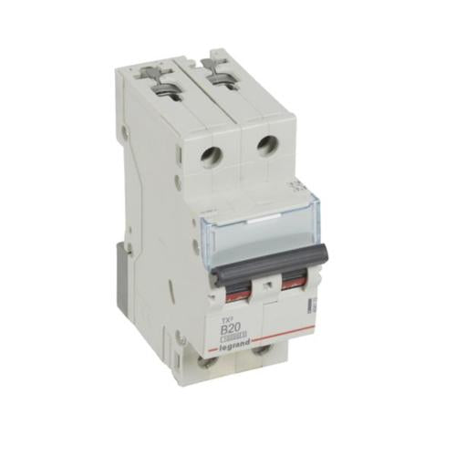 404113Legrandقاطع دائرة Legrand MCB TX3 ثنائي القطب 20A منحنى B