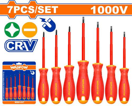 WSS7407Wadfowمجموعة مفكات عازلة 7 قطع من وادف