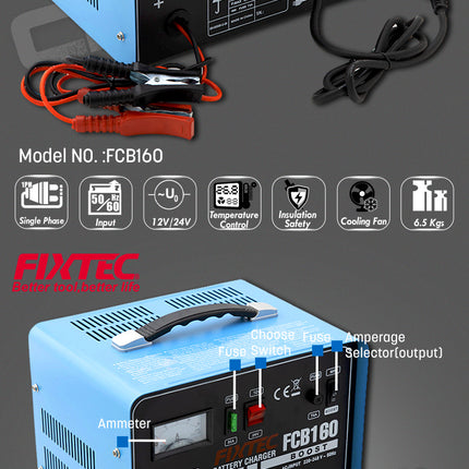 FCB160Fixtecشاحن بطارية السيارة المحمول FIXTEC FCB160 12V/24V