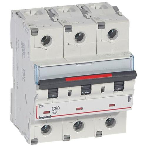410028Legrandقاطع دارة ليجراند DX3 ثلاثي الأقطاب 80 أمبير منحنى C