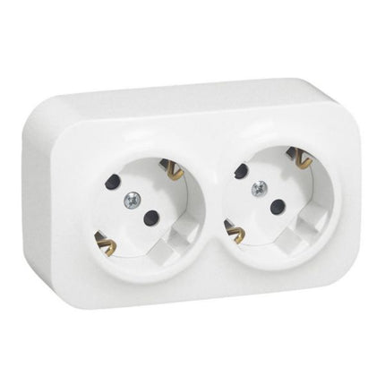 782423Legrandمقبس Forix بمعيار ألماني 2x2P+E مع مصاريع IP2X 16A 250V أبيض