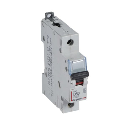 409437Legrandقاطع دورة Legrand DX3 بقدرة 10000A أحادي القطب 50A منحنى D