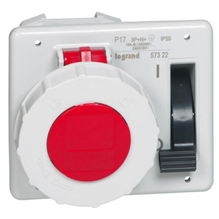 057322Legrandمقبس لجراند P17 تيمبرا مقفول مع مفتاح IP55 16A 3P+N+E
