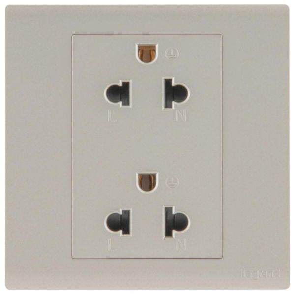 MEC31049CHLegrandمقبس أوبريا أحادي الفتحة يورو-أمريكي 16 أمبير ثنائي الفتحة شمبانيا