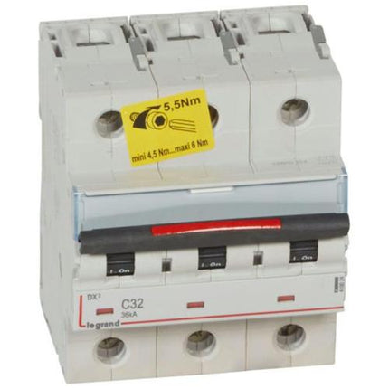 410024Legrandقاطع دارة ليجراند DX3 ثلاثي الأقطاب 32A منحنى C