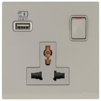 MEC33081CHLegrandObria مقبس متعدد المعايير أحادي 16A مع USB Type A 15W لون شمبانيا