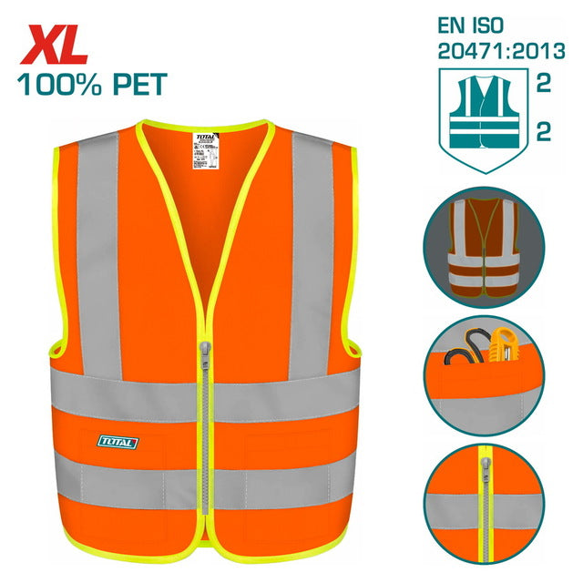 TSP62XLTotal Toolsسترة عاكسة برتقالية فلورسنتية من TOTAL مقاس XL TSP62XL