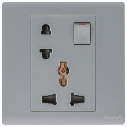 MEC32053SLLegrandمقبس Obria أحادي 16A متعدد المعايير يورو-أمريكي مع مفتاح فضي غامق