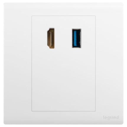 MEC44015WHLegrandمقبس Obria HDMI مع مقبس بيانات USB A أبيض