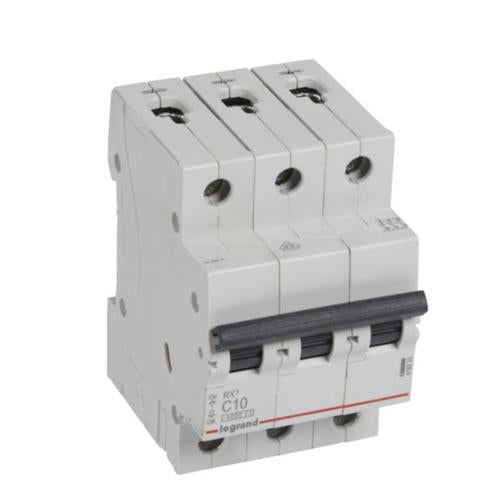 419233Legrandقاطع دائرة Legrand MCB RX3 6000A ثلاثي الأقطاب 10A منحنى C