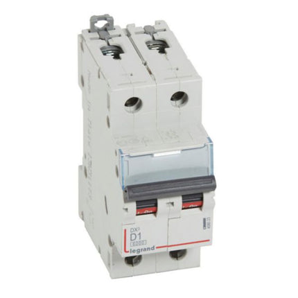 408023Legrandقاطع دارة ليجراند MCB DX3 6000A ثنائي القطب 1A منحنى D