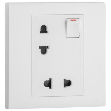 MEC32048WHLegrandمقبس أوبريا أحادي الفتحة يورو-أمريكي 16 أمبير ثنائي القطب مع مفتاح أبيض مات