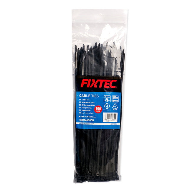 FHCT46300BFixtecربطة كابل سوداء من FIXTEC نايلون 100 قطعة معتمدة UL