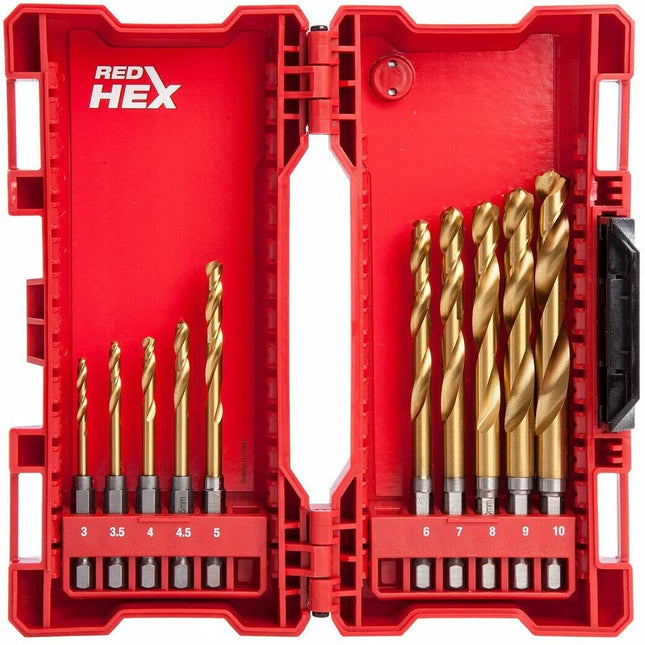 Red Hex Shockwave Hss Metal Drill Bits 10pcs