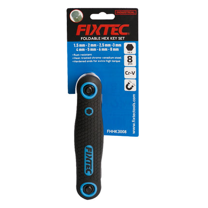 FHHK3008Fixtecمجموعة مفاتيح سادسة قابلة للطي من FIXTEC 8 قطع من الفولاذ CR-V