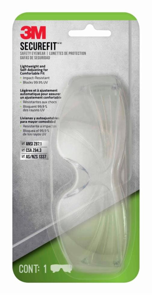 71001666373Mنظارات الأمان 3M SecureFit 200 مضادة للضباب عدسة شفافة