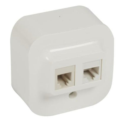 782421Legrandفوريكس مقبس RJ45 فئة 5e UTP RJ11 سطحي التركيب أبيض
