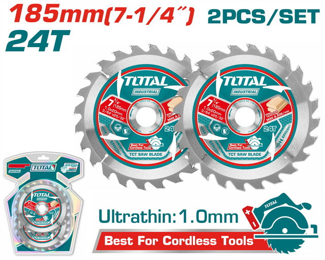 TAC2331853Total Toolsمجموعة شفرات منشار TCT فائقة الرقة من TOTAL 185 ملم 24 سن