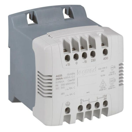 044265Legrandمحول تحكم أحادي الطور من ليجراند 250VA 230/400V أولي 115/230V ثانوي