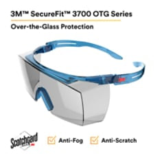 500511312790993Mنظارات الأمان 3M SecureFit 3700 سلسلة معابد زرقاء مضادة للضباب