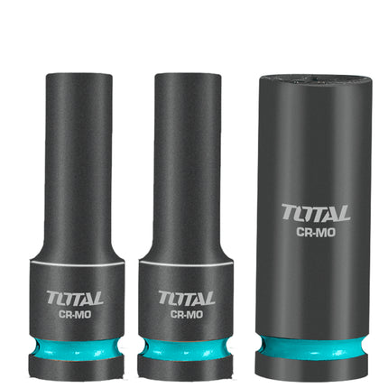 THKISD12042LTotal Toolsمجموعة مقابس التأثير الطويلة TOTAL 3 قطع CR-MO 17/18/21 ملم صناعية