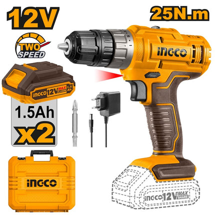 CDLI1228INGCOم钻كهربائي بدون سلك INGCO 12V بحمولة 2X1.5AH من الليثيوم CDLI1228