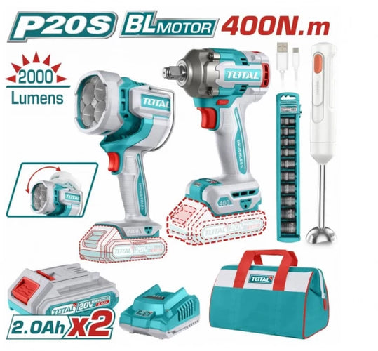 TOTAL COMBO Impact Wrench + Work Lamp + Hand Blender TOSLI240961