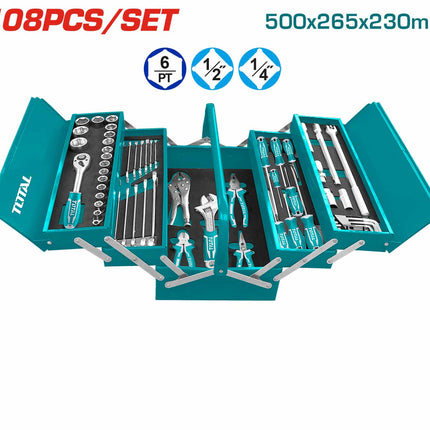 THTCS121081Total Toolsمجموعة صندوق أدوات 108 قطعة THTCS121081