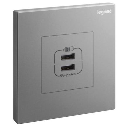 282447-C3Legrandغاليون مقبس USB مزدوج بقوة 2.4A من النوع A فضي داكن