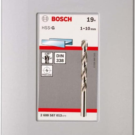 Bosch HSS-G Metal Drill Bit Set 1-10mm 19pcs , 2608587013
