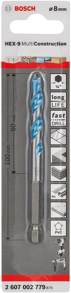 Bosch HEX-9 Multi Construction Drill Bit 8x60x100mm , 2607002779