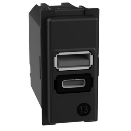 BT-K4191ACLegrandشاحن USB Living Now نوع A+C 15W وحدة واحدة أسود