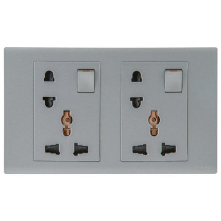 MEC32054SLLegrandمقبس أوبريا ثنائي 16A متعدد المعايير يورو-أمريكي مع مفتاح فضي داكن