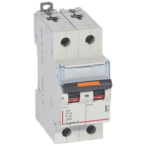 409765Legrandقاطع دائرة MCB DX3 ثنائي القطب 2A منحنى C من Legrand