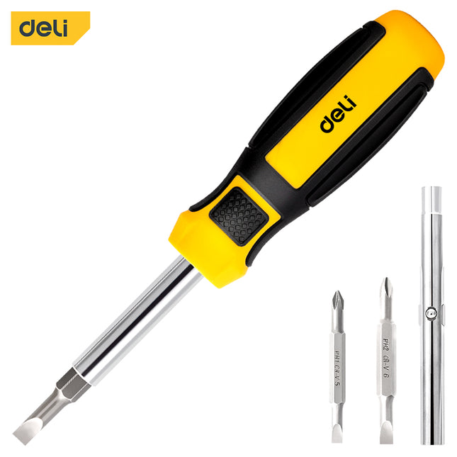 Deli 6-in-1 multi purpose Screwdriver 6.35*65mm | EDL260206