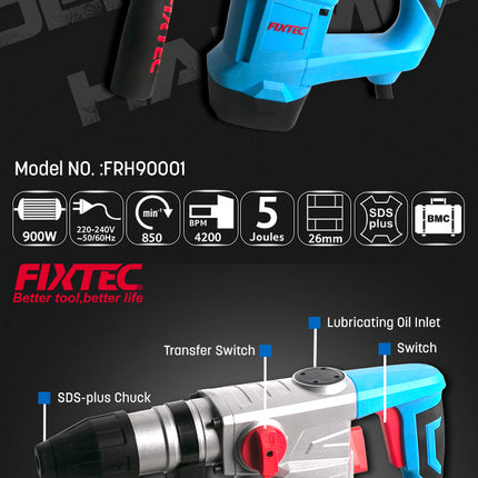FRH90001Fixtecمثقاب دوار FIXTEC 900 واط 26 ملم SDS-Plus